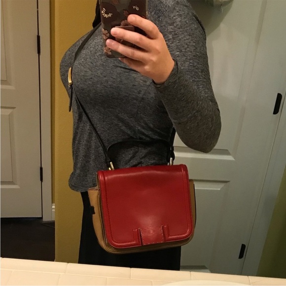 Fendi Handbags - Fendi Colorblock silvana red crossbody dust bag black tan